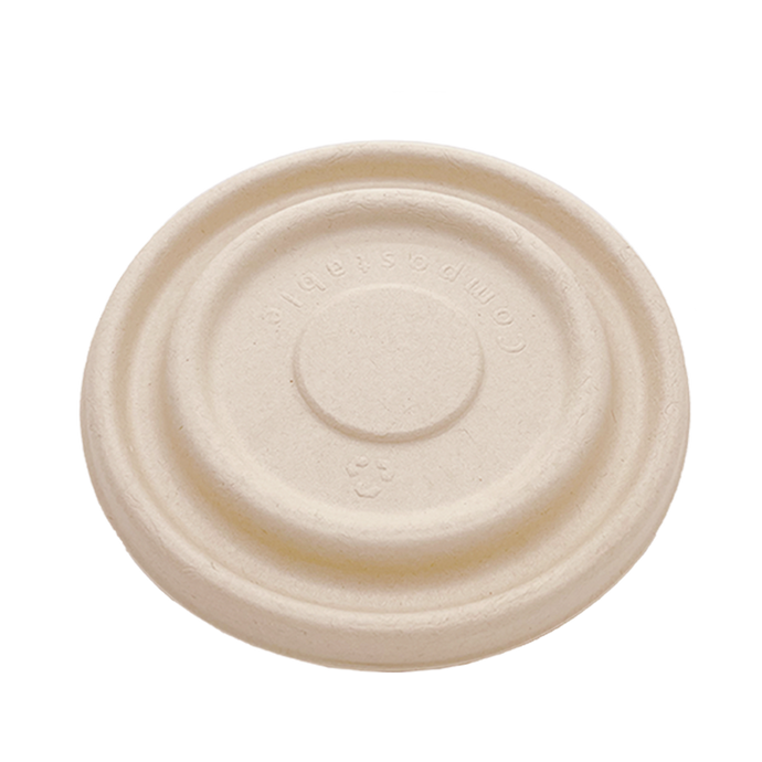 32OZ(D215MM) 100% COMPOSTABLE Bagasse Molded Fiber Round Container Lid - 400 Pieces/Case