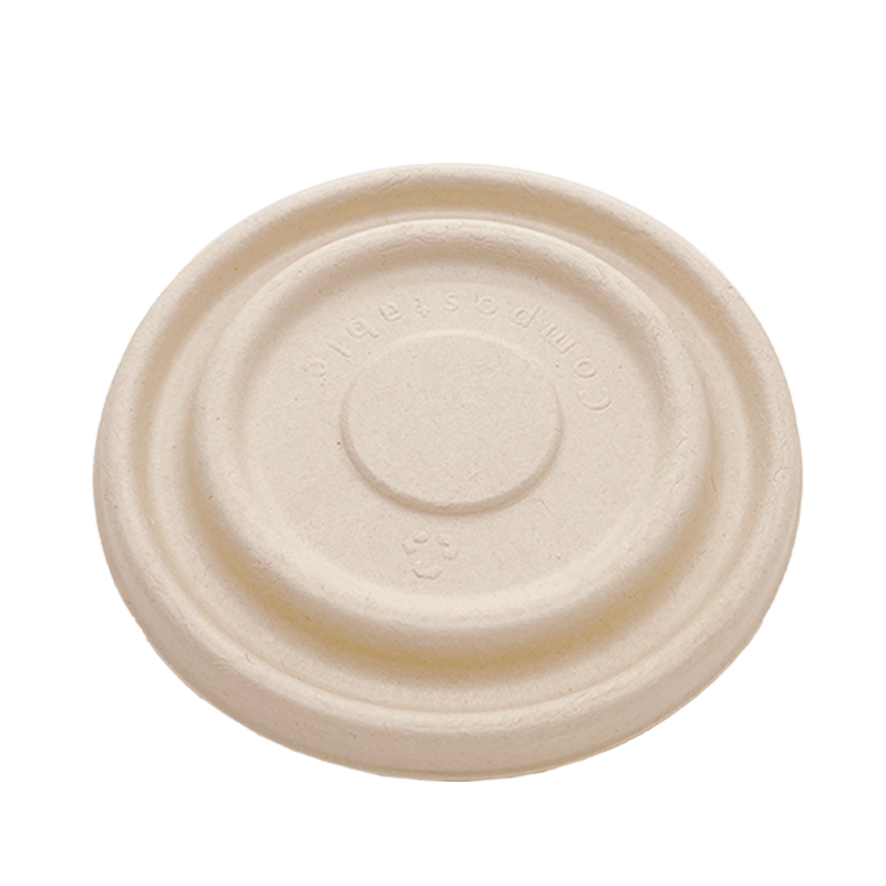 32OZ(D215MM) 100% COMPOSTABLE Bagasse Molded Fiber Round Container Lid - 400 Pieces/Case