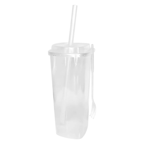 CCF 32OZ(1000ml) Premium PP Injection Plastic Cup With Lid + Straw (Combo)-  Clear | 90mm Diameter