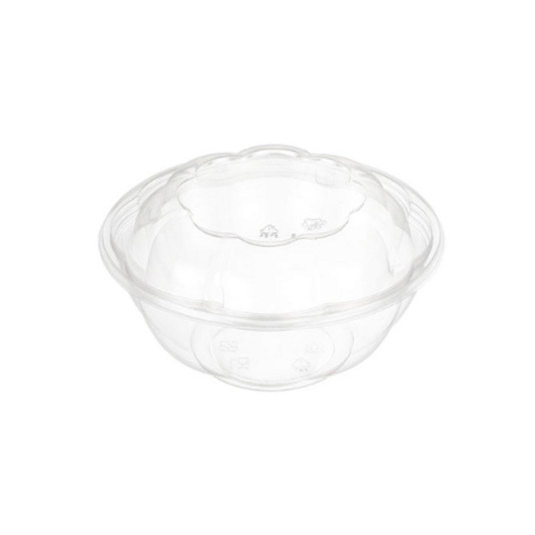 CCF 32OZ PET Plastic Rose Salad Bowl & Lids - 150 Sets/Case