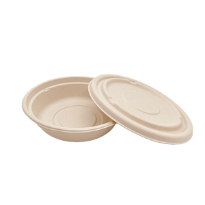 32OZ(D215MM) 100% COMPOSTABLE Bagasse Molded Fiber Round Container Lid - 400 Pieces/Case