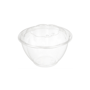CCF 40OZ PET Plastic Rose Salad Bowl & Lids - 150 Sets/Case