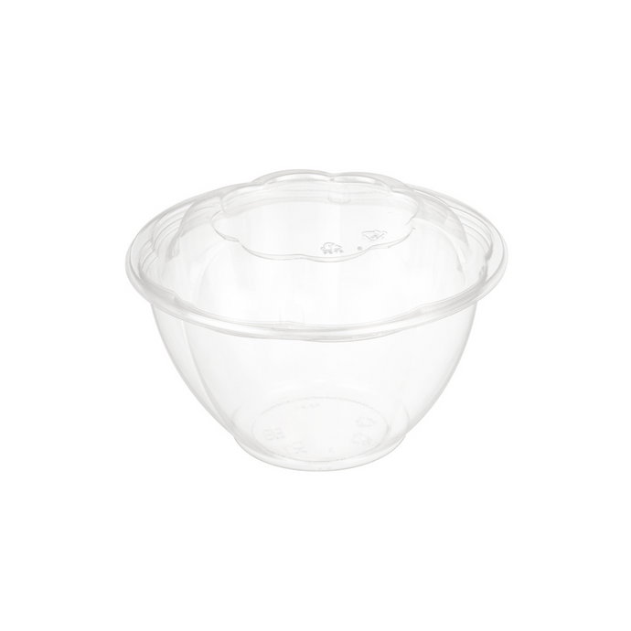 CCF 40OZ PET Plastic Rose Salad Bowl & Lids - 150 Sets/Case