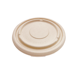 32OZ(D215MM) 100% COMPOSTABLE Bagasse Molded Fiber Round Container Lid - 400 Pieces/Case