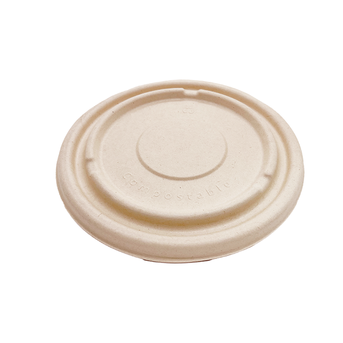 32OZ(D215MM) 100% COMPOSTABLE Bagasse Molded Fiber Round Container Lid - 400 Pieces/Case