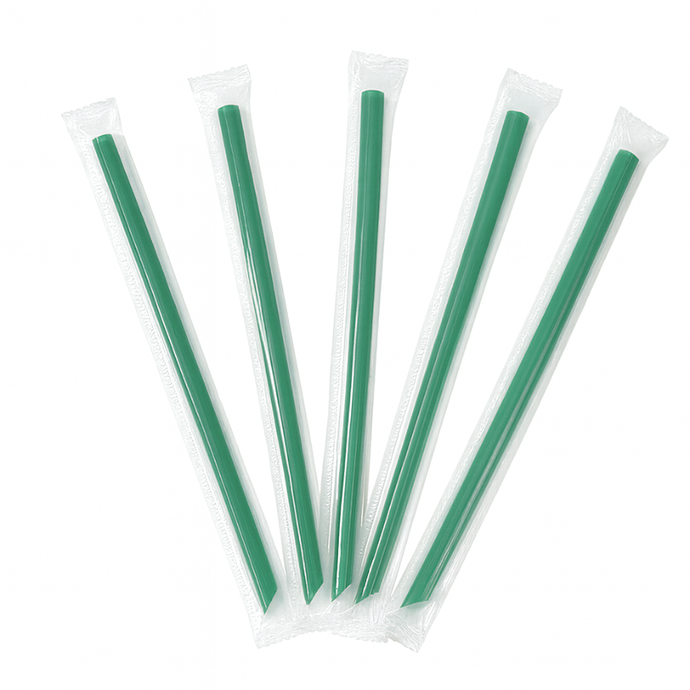 CCF Individually Wrapped PP Plastic Drink Straws - Green L9