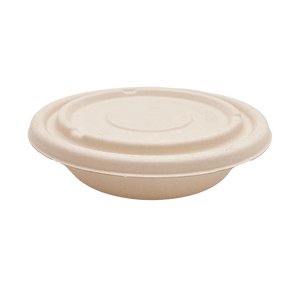 32OZ(D215MM) 100% COMPOSTABLE Bagasse Molded Fiber Round Container Lid - 400 Pieces/Case