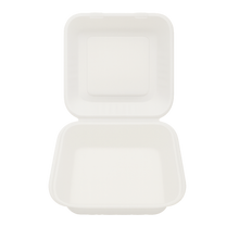 Load image into Gallery viewer, CCF Single Compartment Bagasse Molded Fiber Hinged Container 9&quot; x 9&quot; x 3&quot; - 200 Pieces/Case