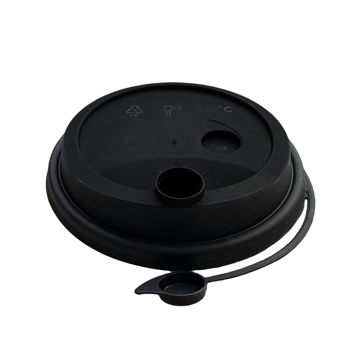 CCF 16-32OZ(D90MM) Premium PP Lid/Attached Stopper For PP Injection Cup - Black 1000 Pieces/Case