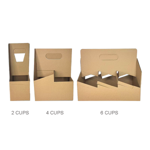 CCF Eco-Friendly Heavy Duty Kraft Corrugated Cardboard 4-Cup Carrier - 170 Pieces / Cases