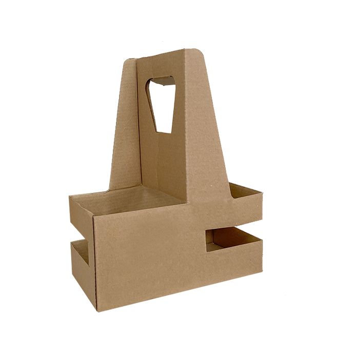 [PRE-ORDER] CCF Eco-Friendly Heavy Duty Kraft Corrugated Cardboard 2-Cup Carrier - 200 Pieces / Cases