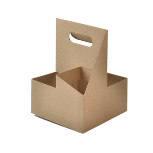 CCF Eco-Friendly Heavy Duty Kraft Corrugated Cardboard 4-Cup Carrier - 170 Pieces / Cases