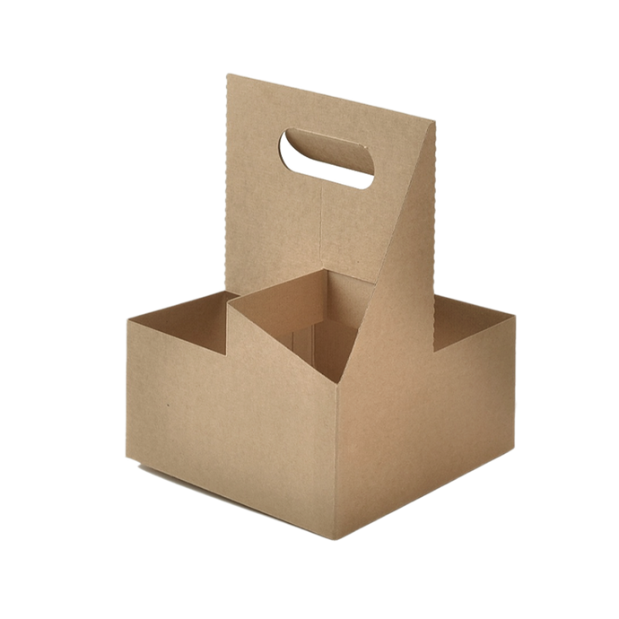 CCF Eco-Friendly Heavy Duty Kraft Corrugated Cardboard 4-Cup Carrier - 170 Pieces / Cases