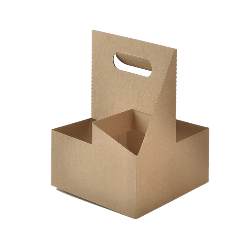 CCF Eco-Friendly Heavy Duty Kraft Corrugated Cardboard 4-Cup Carrier - 170 Pieces / Cases