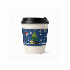 CCF Christmas Design Eco Friendly Disposable Corrugated Sleeve For Drink Cup - 1000 Pieces/Case