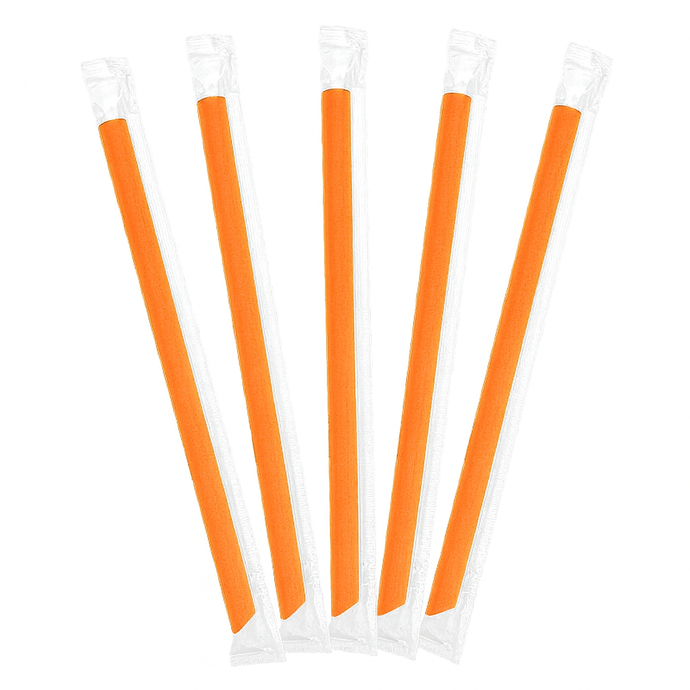 CCF Individually Wrapped PP Plastic Jumbo Drink Straws - Orange L9