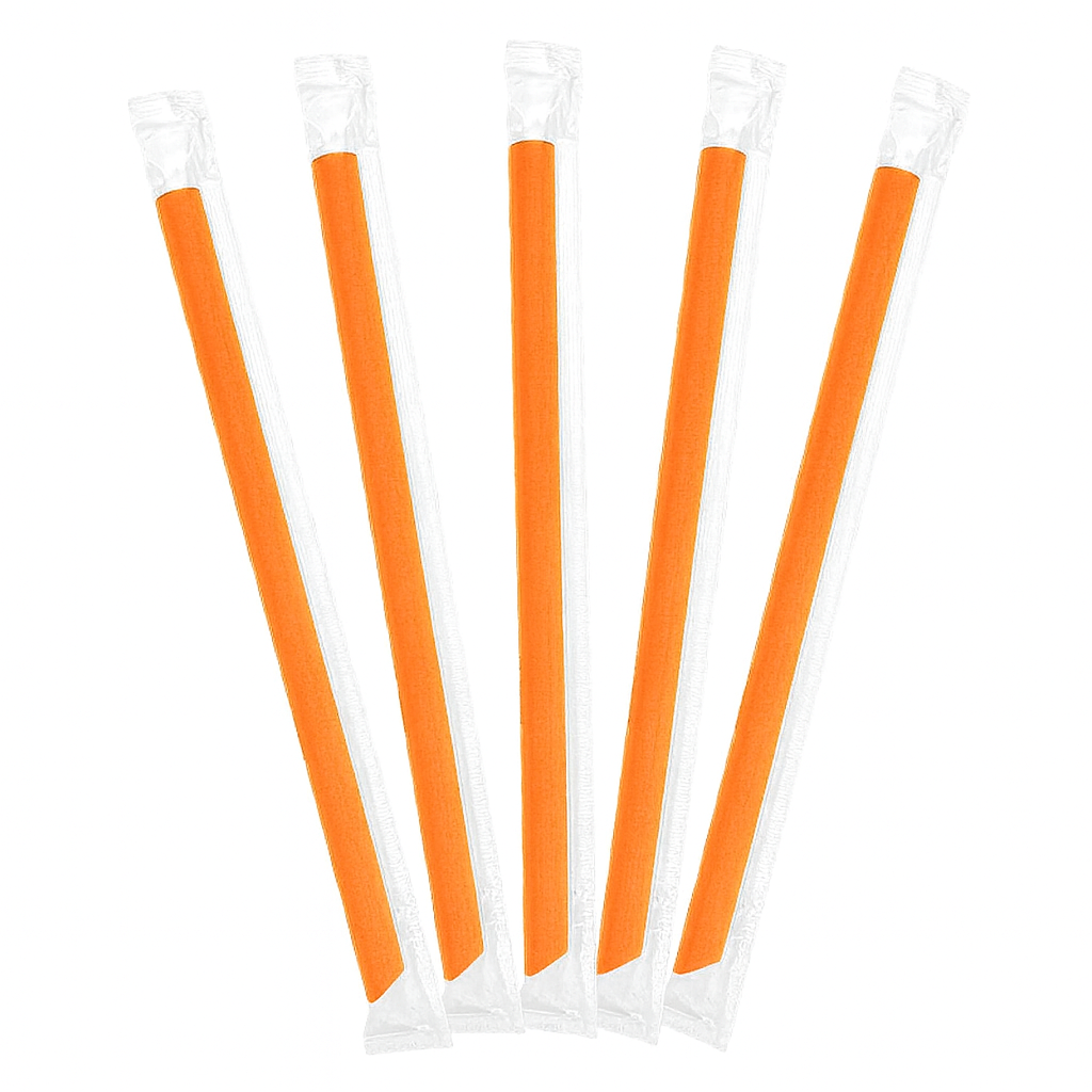 CCF Individually Wrapped PP Plastic Jumbo Drink Straws - Orange L9