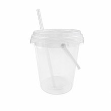 CCF 32OZ(1000ml) Premium PP Injection Drink Bucket With Lid + Handle + Straw (Combo) - Clear 60 Sets/Case