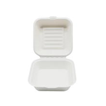 Load image into Gallery viewer, CCF Single Compartment Bagasse Molded Fiber Hinged Container 6&quot; x 6&quot; x 3&quot; - 500 Pieces/Case