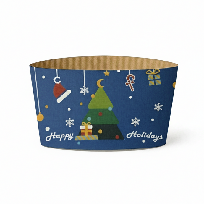 CCF Christmas Design Eco Friendly Disposable Corrugated Sleeve For Drink Cup - 1000 Pieces/Case