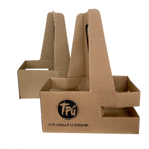 Custom Print Eco Friendly Heavy Duty Kraft Corrugate Cardboard Cup Carriers