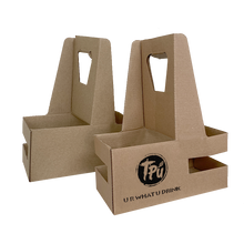 Load image into Gallery viewer, Custom Print Eco Friendly Heavy Duty Kraft Corrugate Cardboard Cup Carriers