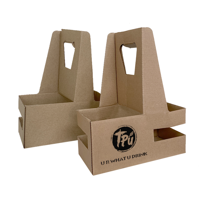 Custom Print Eco Friendly Heavy Duty Kraft Corrugate Cardboard Cup Carriers