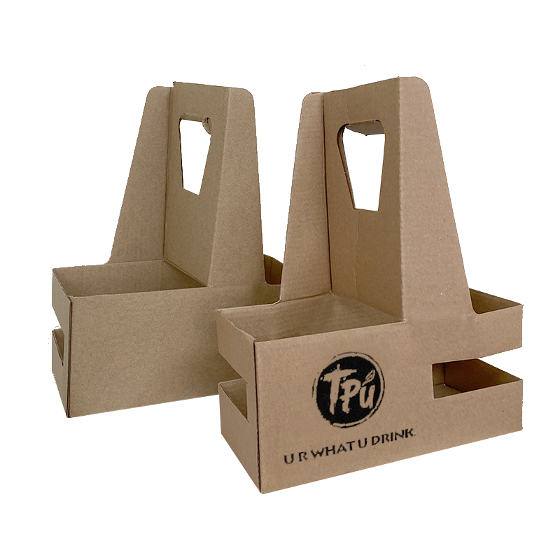 Custom Print Eco Friendly Heavy Duty Kraft Corrugate Cardboard Cup Carriers