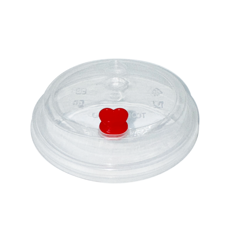 Clear Premium PP Lid with Red Heart Stopper For 16-32oz PP Injection Cup
