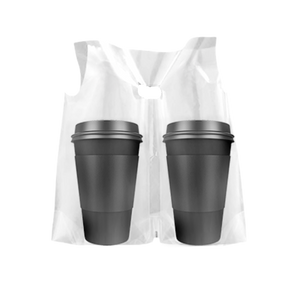CCF Double split drink cup carrier plastic bag -1000 pieces/case