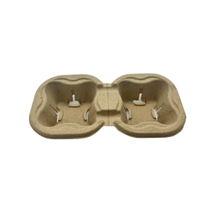 CCF Eco-Friendly Heavy Duty Molded Fiber Take Out 2-Cup Holder Insert - 600 Pieces/Case