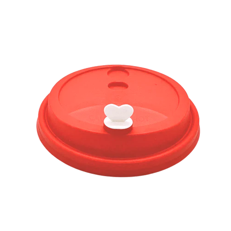 1000 red plastic cups Red Premium PP Lid with White Heart Stopper For 16-32oz PP Injection Cup