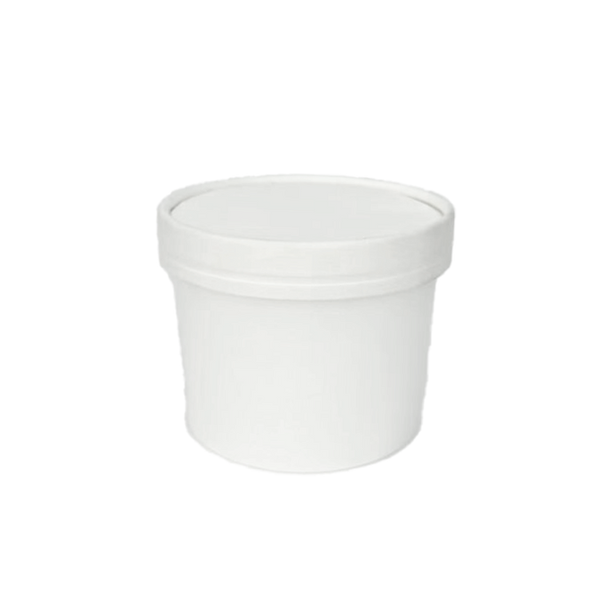 CCF 10OZ Economic Ice Cream Paper Container + Non-Vented Lid Combo - White 500 Pieces/Case