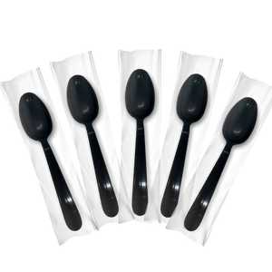 CCF Individual Wrap Heavy Duty PP Plastic Spoon - Black 1000 Pieces/Case