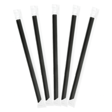 Load image into Gallery viewer, CCF Individually Wrapped PP Plastic Jumbo Drink Straws - Black L9&quot; 12MM BOBA Straw - 2000 pieces/case