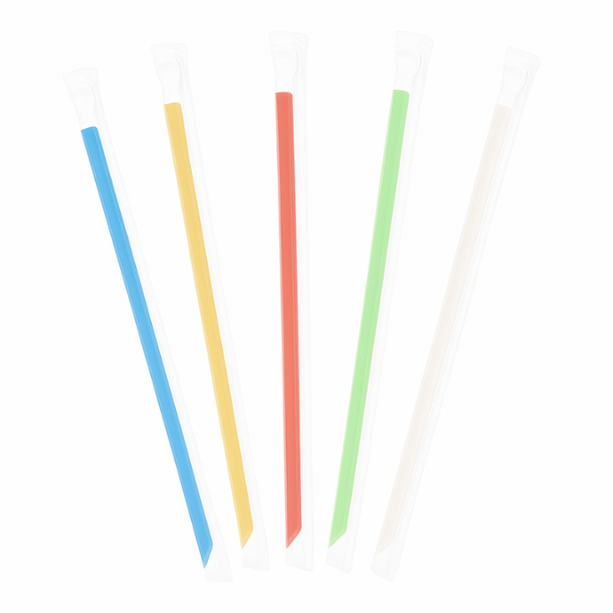CCF Individually Wrapped PP Plastic Drink Straws - Assorted Colors L9