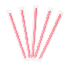 Load image into Gallery viewer, CCF Individually Wrapped PP Plastic Drink Straws - Pink L9&quot; 8MM Diameter - 2500 Pieces/Case