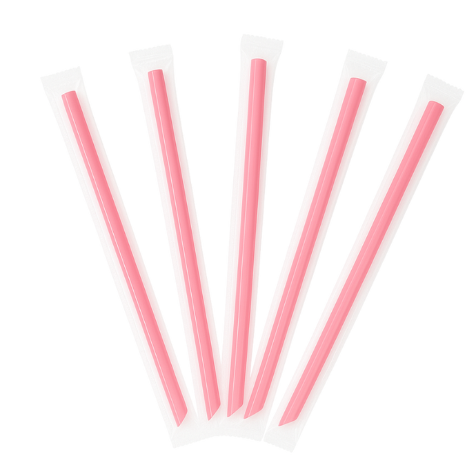 CCF Individually Wrapped PP Plastic Drink Straws - Pink L9