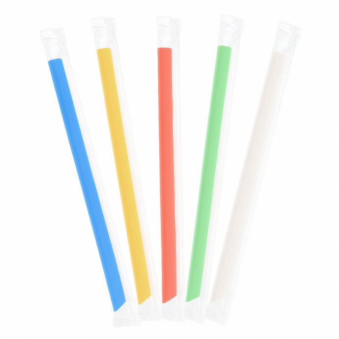 CCF Individually Wrapped PP Plastic Jumbo Drink Straws - Assorted Colors L9
