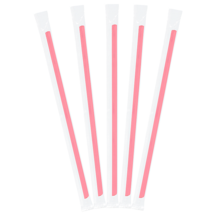 CCF Individually Wrapped PP Plastic Drink Straws - Pink L9