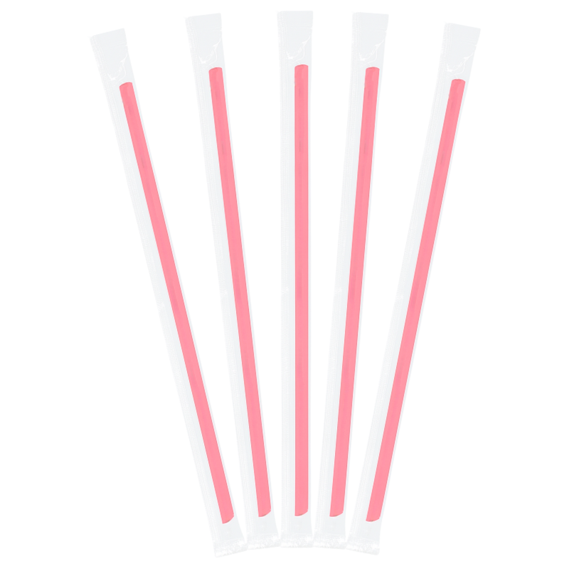 CCF Individually Wrapped PP Plastic Drink Straws - Pink L9