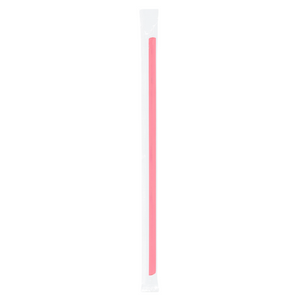 CCF Individually Wrapped PP Plastic Drink Straws - Pink L9" 6MM Diameter - 2500 Pieces/Case