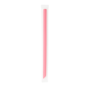 CCF Individually Wrapped PP Plastic Drink Straws - Pink L9" 8MM Diameter - 2500 Pieces/Case