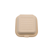 Load image into Gallery viewer, CCF 100% COMPOSTABLE Single Compartment Bagasse Molded Fiber Hinged Container 6&quot; x 6&quot; x 3&quot; - 500 Pieces/Case