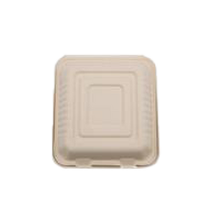CCF Three Compartment Bagasse Molded Fiber Hinged Container  8" x 8" x 3" - 200 Pieces/Case