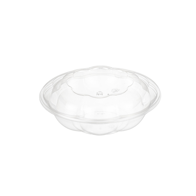 CCF 18OZ PET Plastic Rose Salad Bowl & Lids - 150 Sets/Case