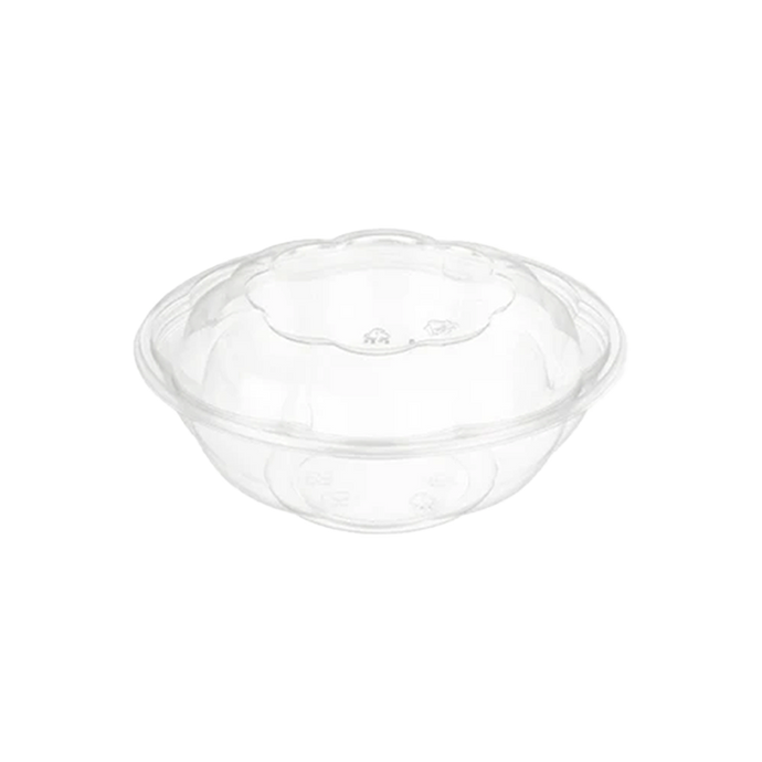 CCF 24OZ PET Plastic Rose Salad Bowl & Lids - 150 Sets/Case