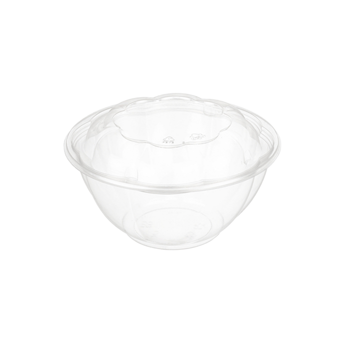 CCF 32OZ PET Plastic Rose Salad Bowl & Lids - 150 Sets/Case