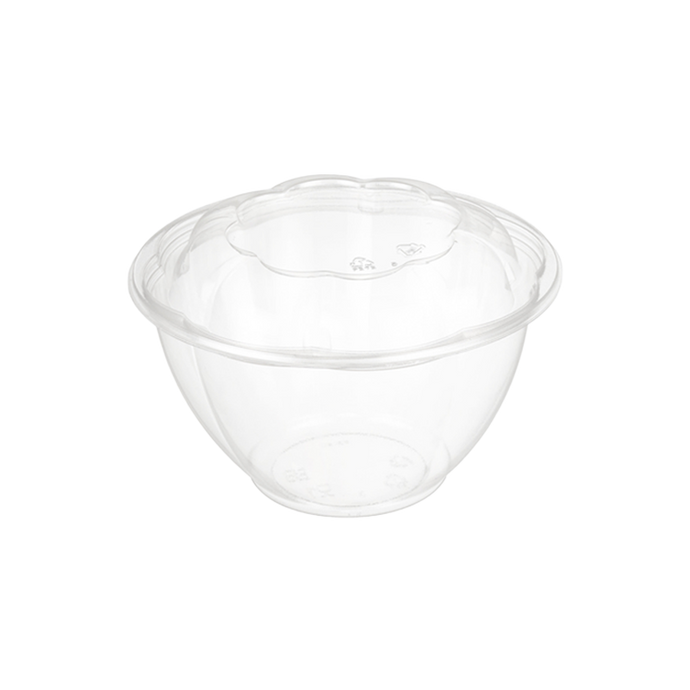 CCF 40OZ PET Plastic Rose Salad Bowl & Lids - 150 Sets/Case