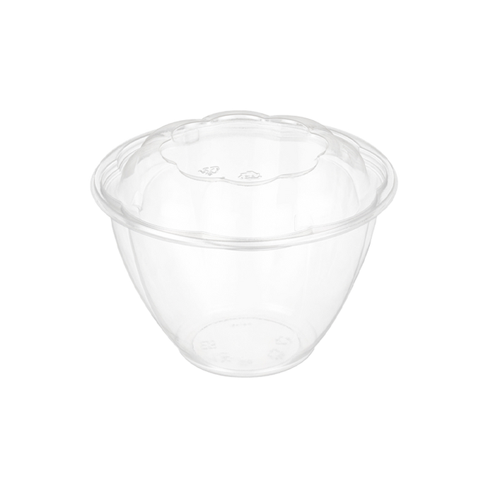 CCF 48OZ PET Plastic Rose Salad Bowl & Lids - 150 Sets/Case